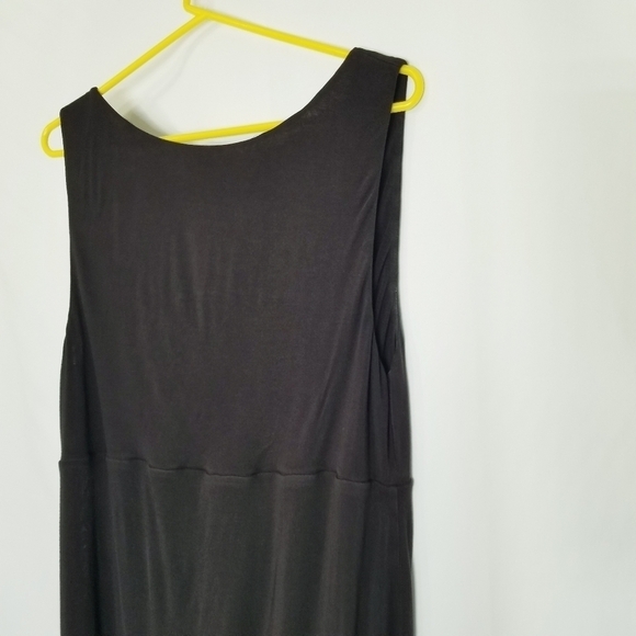 EILEEN FISHER Black Faux Wrap Tank Midi Dress Size Medium - Picture 2 of 13